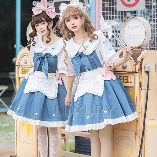 ロリータファッション デニムサロペットスカート ジャンパースカート