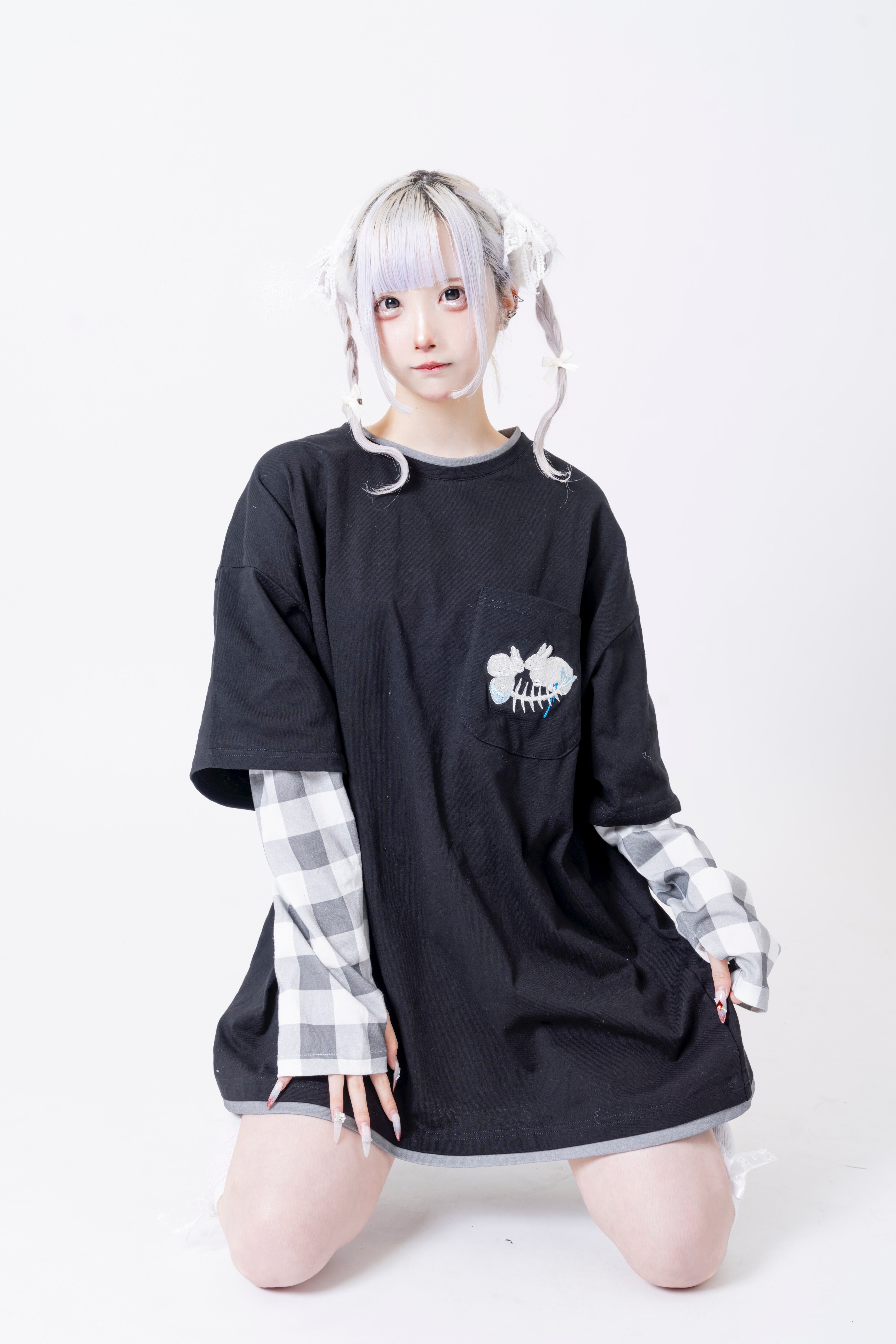 ぺろ×PSYNYXX コラボアームTEE WHITE BLACK | 韓国系ユニセックスTHICC