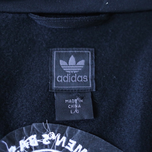 "adidas" 3-color logo mark and sleeve line track jacket