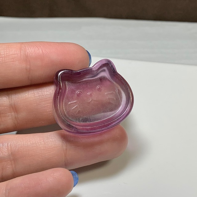 19.可愛い猫顔☆フローライト猫皿