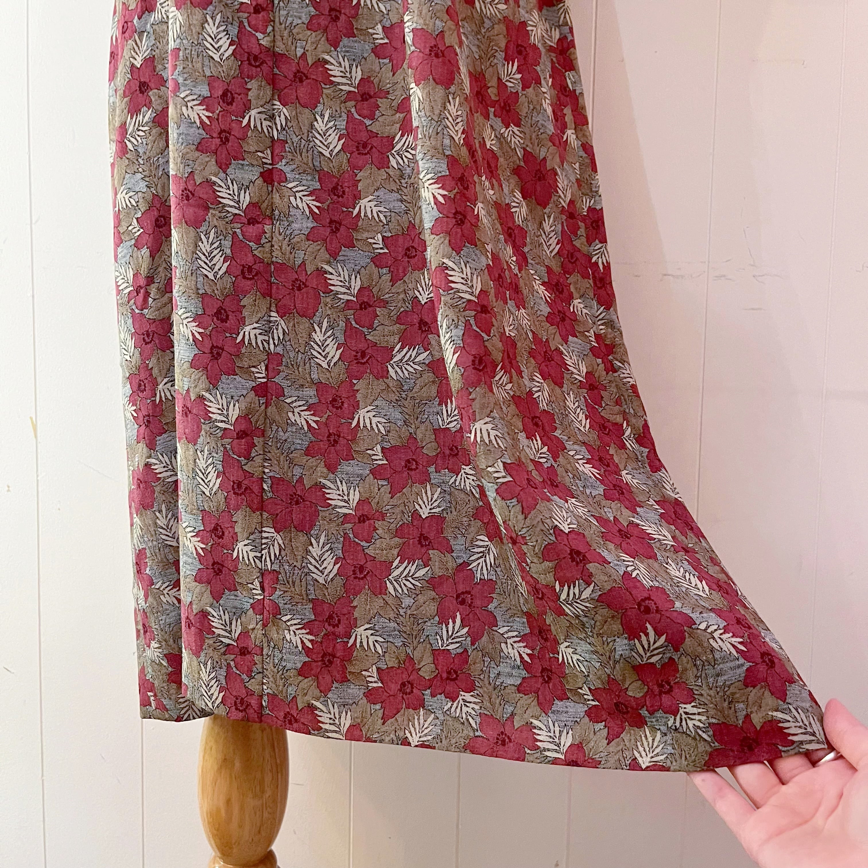 dark red leaf belt one-piece