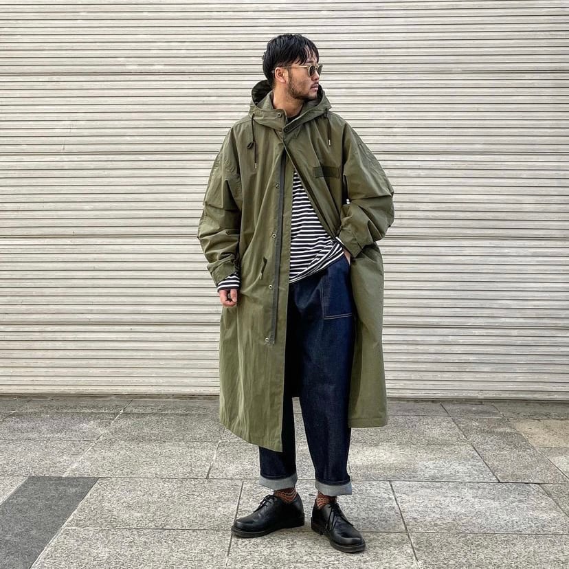 JIAOLANDIレトロフード付ロングトレンチコート | mblueshop