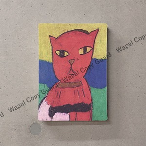 アートパネル アートボード ファブリックパネル おしゃれ 【沖野あゆみ 赤い猫】 サイズ：SM（227mm×158mm） 壁掛け 絵 絵画 インテリア アートフレーム