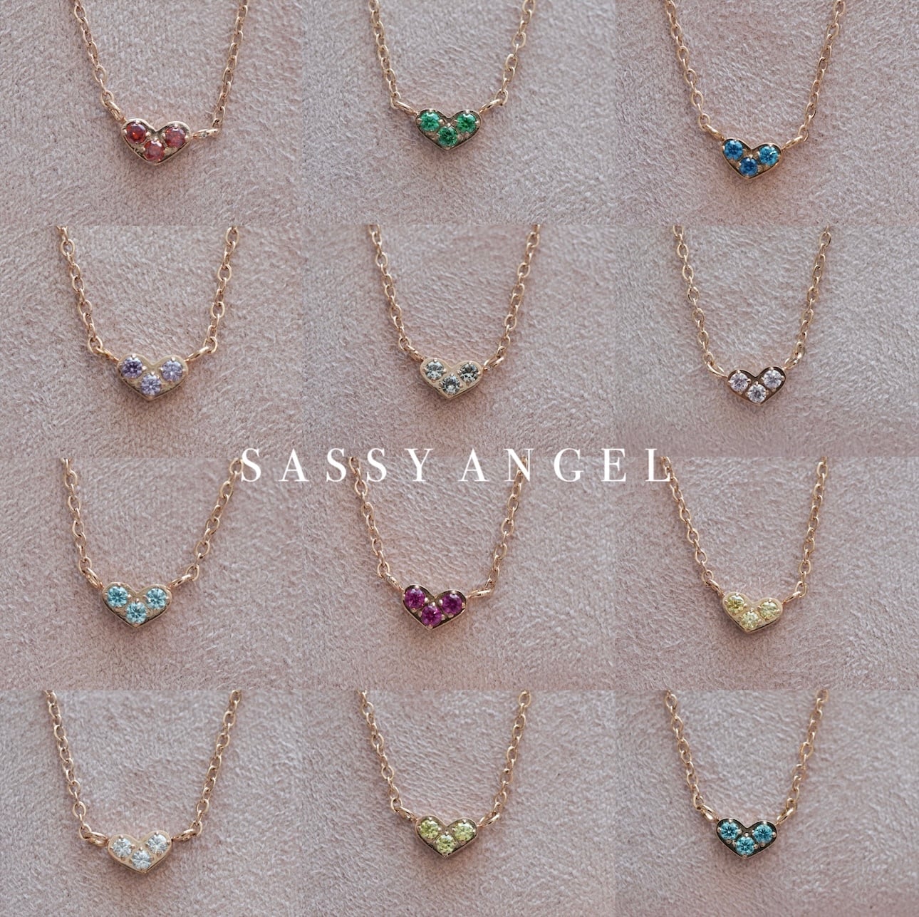 アマゾナイトハート♡♡No.2722 birth stone heart necklace ピンクゴールド [234] | SASSY ANGEL