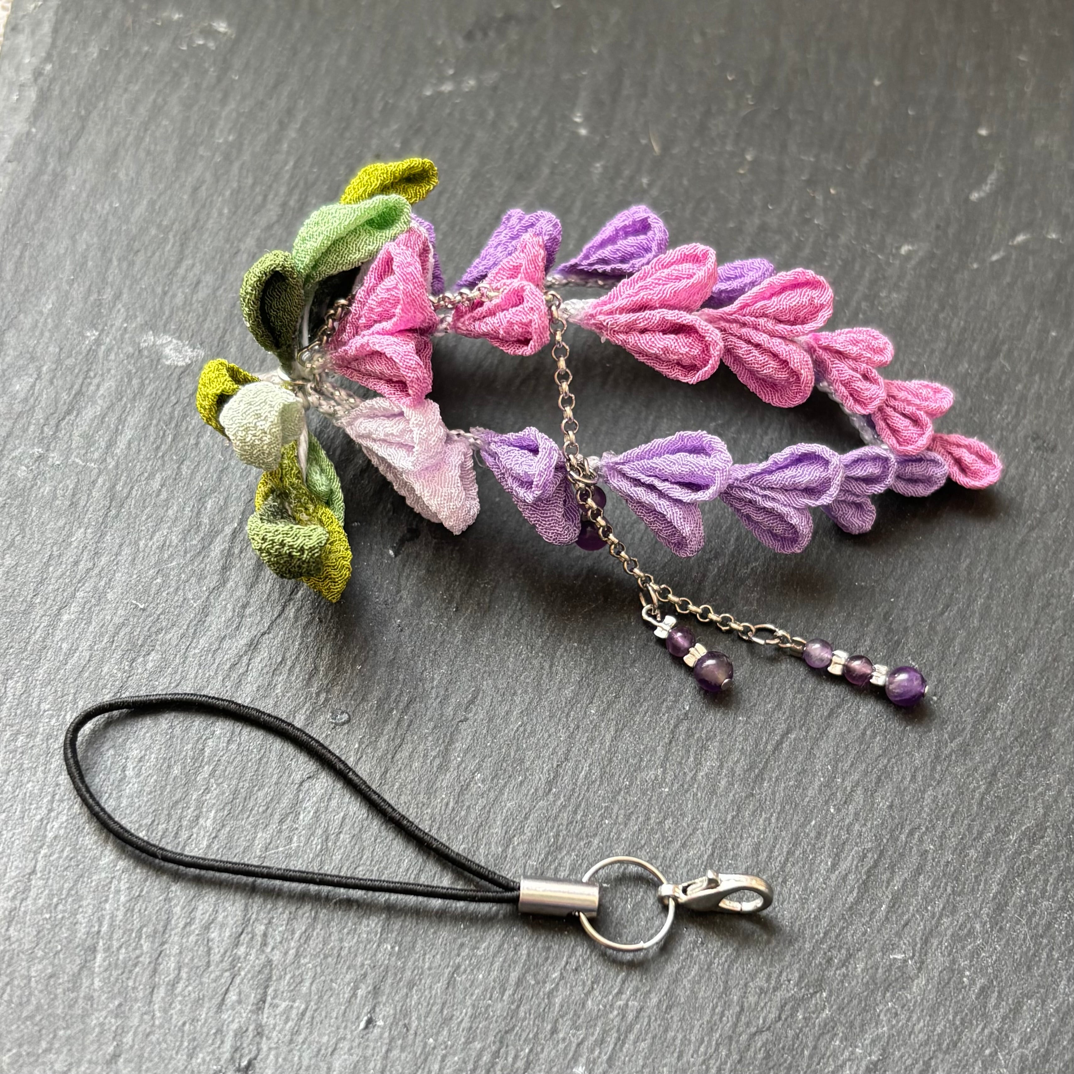 受注製作♪パープル桜のパールバッグチャーム(アメジスト入り☆) 500x0.jpg