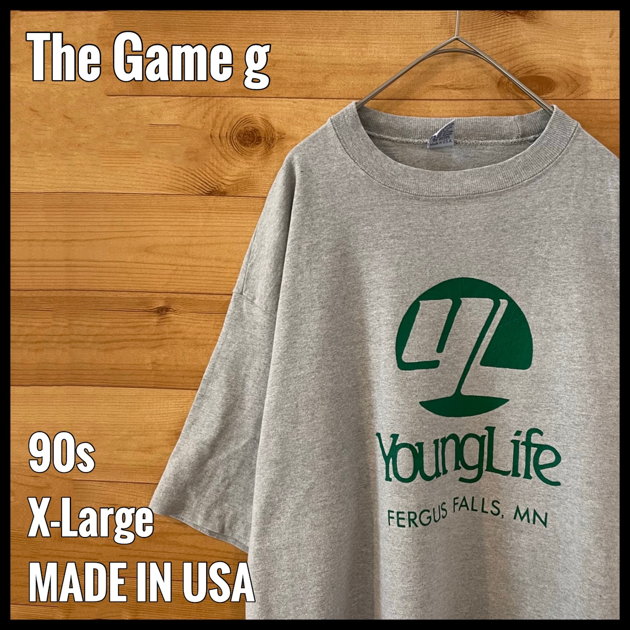 【The Game g】90s USA製 Tシャツ シングルステッチ ロゴ プリント XL オーバサイズ us古着