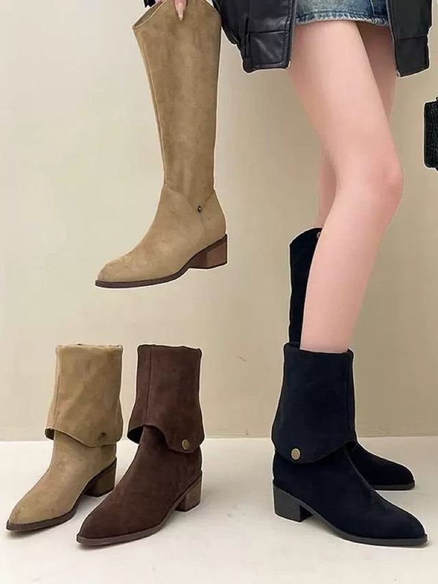 スタイルアップもおしゃれも叶う♡ 2wayスエードブーツ 大人可愛い 秋冬 おしゃれ ロング ショート シンプル スエード こなれ感 美脚 細見え 大きいサイズ 韓国 CH11132