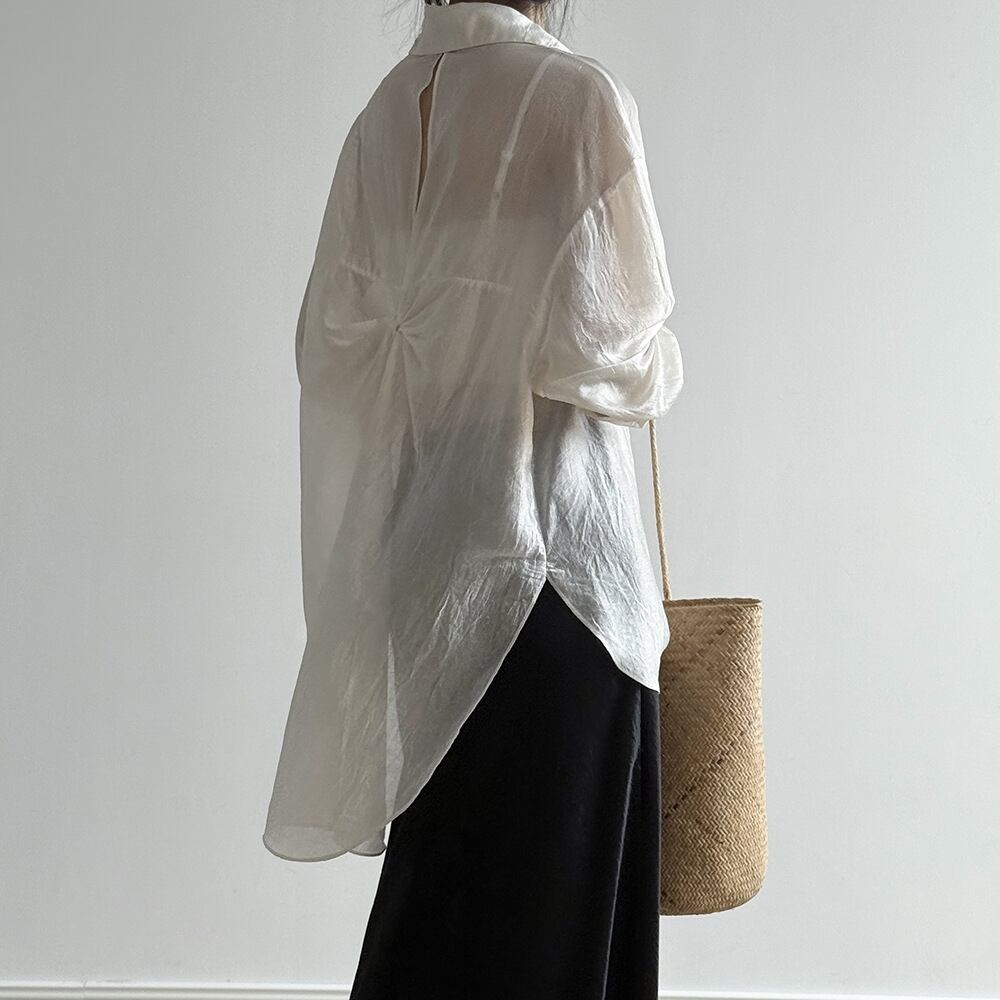 Back open sheer shirt TO0876