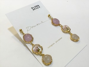 【イヤリング変更可能】ponne つぶつぶ3連イヤリング