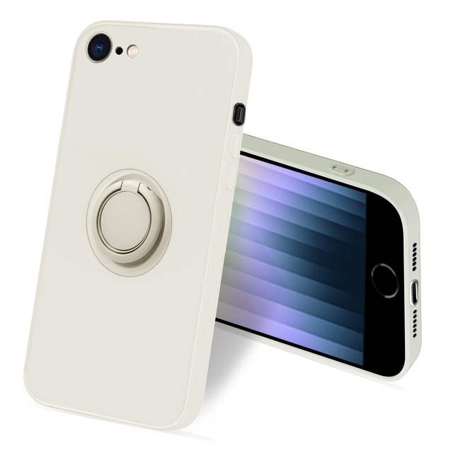 bjnosdv iPhone SE3/SE2/8/7 用 ケース リング付き 360°回転 シリコン 耐衝撃