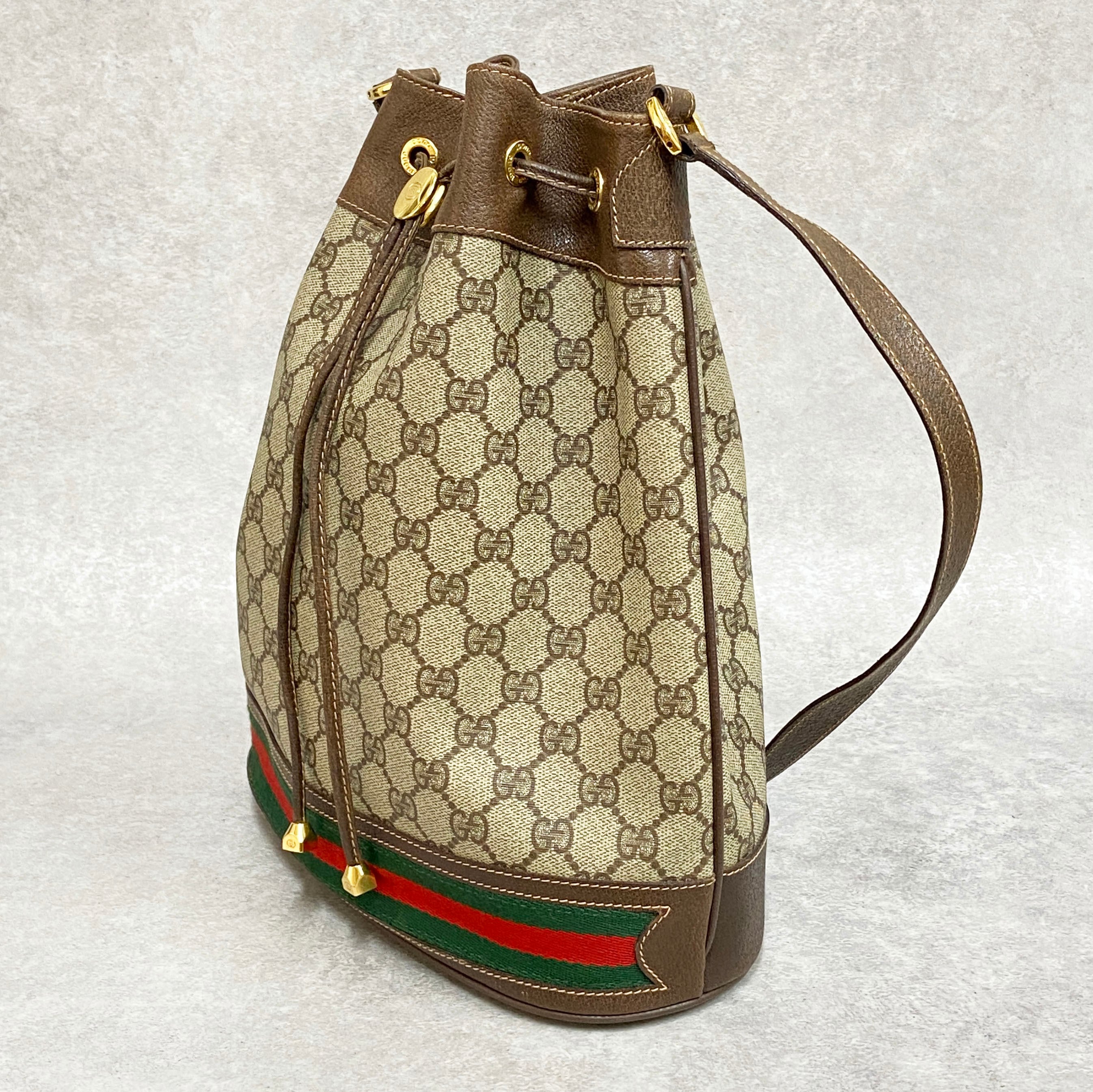 GUCCI グッチ オールドグッチ GG柄 シェリーライン 巾着ショルダー