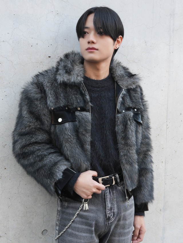 【ALUDE SELECT】zip mohair short jacket