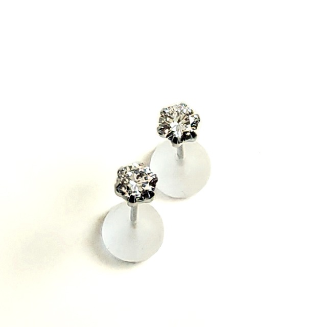 PT900 プラチナ D0.172ct/0.182ct 一粒 ダイヤモンド ピアス | ELLE BRAND