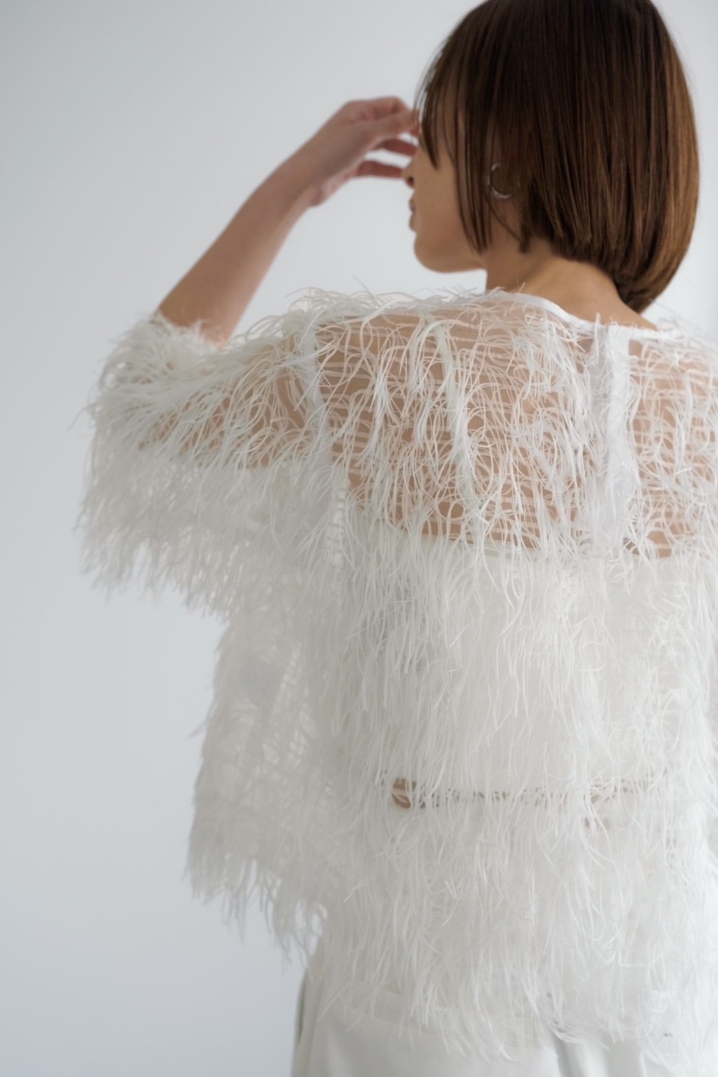 roughlow airy fringe sheertops 白 airy fringe sheer tops(white)ご注文から1週間前後で発送