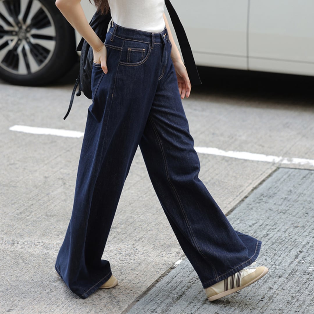 high waist wide denim pants