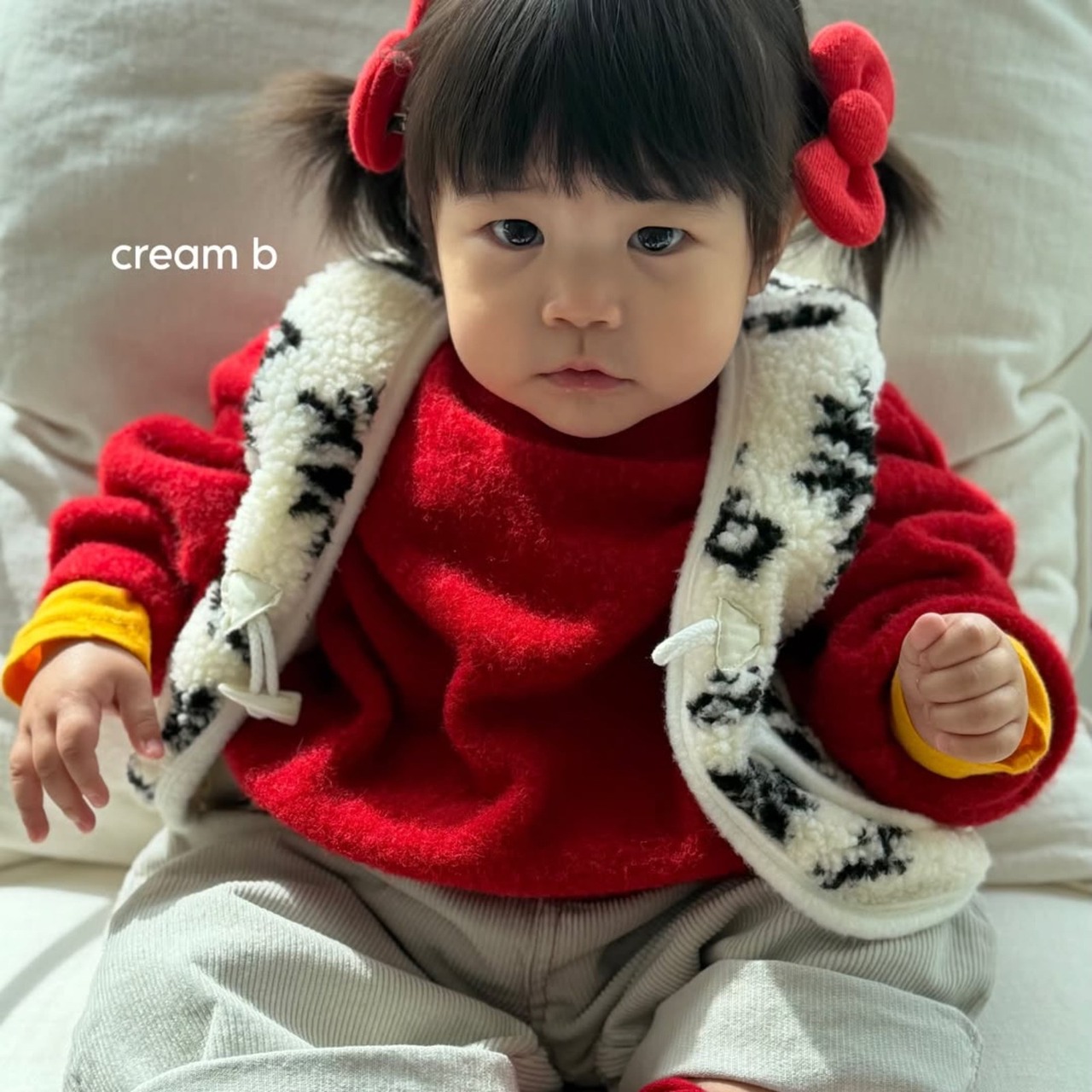 韓国子供服 / 26winter / cream bbang / スノーフレークボアベスト / キッズ / 冬服 *XS~XL*