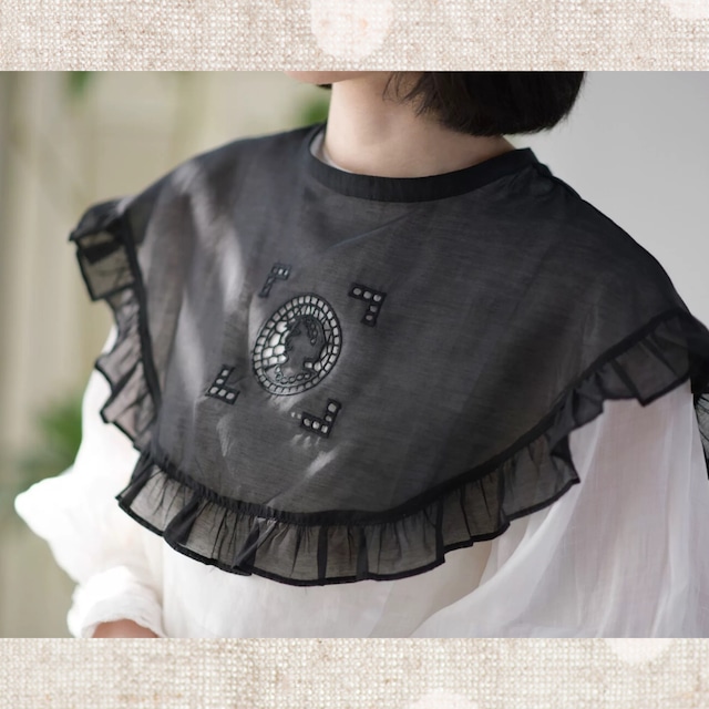 アンティークモチーフ シアーカラー付け襟     2color    fu0943