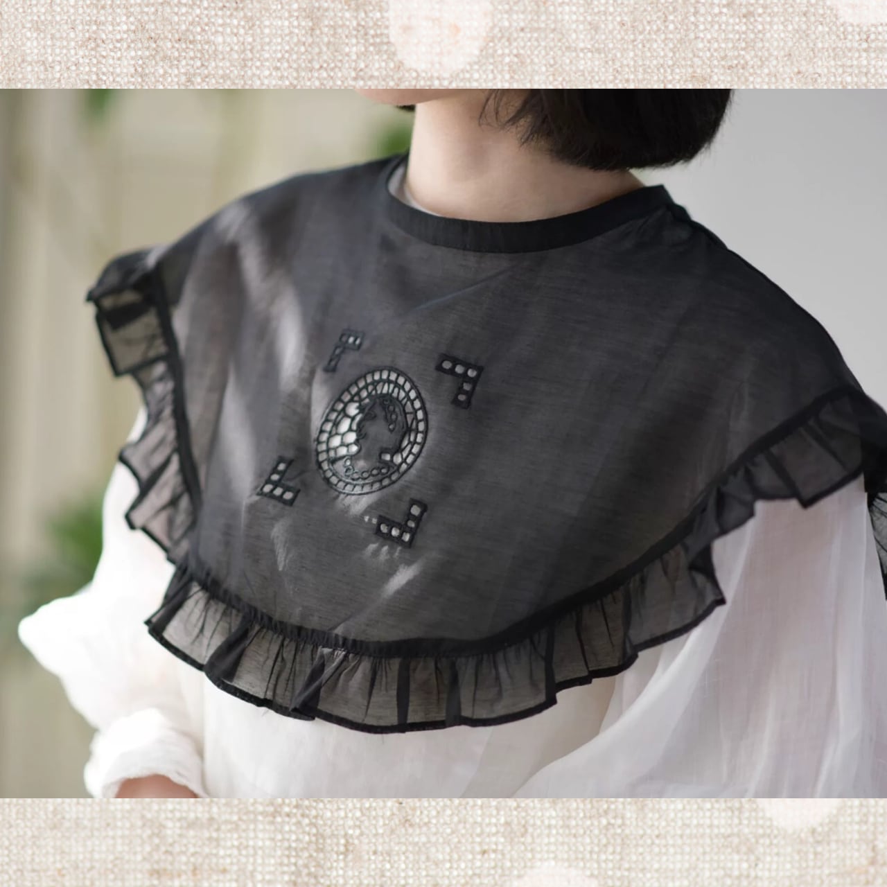 アンティークモチーフ シアーカラー付け襟 2color fu0943