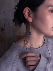 tay Original/Vintage Naga glass beads & Karen silver beads earring (Blue 2beads)