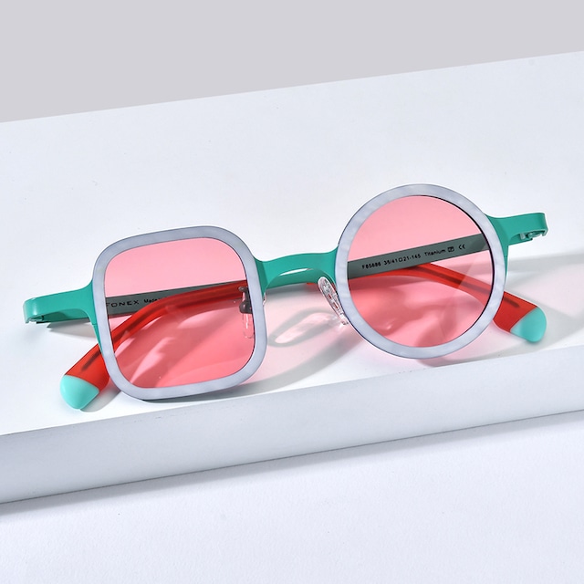 Titanium Acetate Asymmetrical Sunglasses -round & square- / チタン アセテート アシンメトリー サングラス -ラウンド&スクエア-