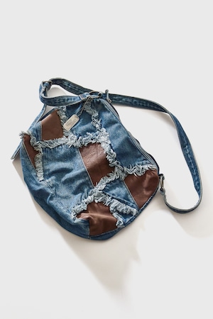 CECIL McBEE DENIM AND LEATHER SHOULDER BAG