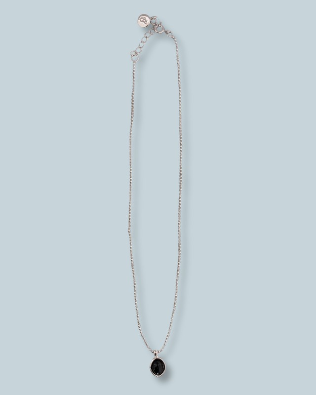 peetu necklace -silver / onxy-