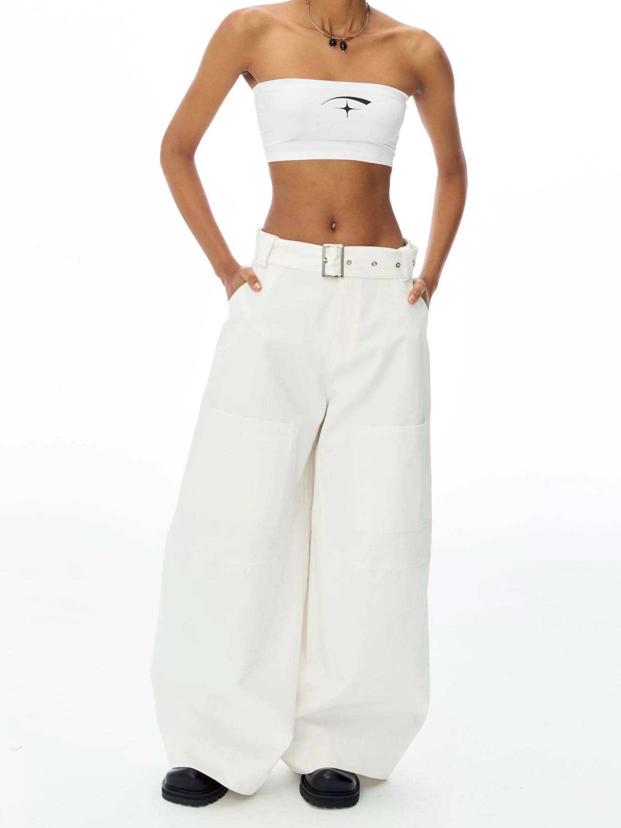 CasseSango Hard Wide Pants / White