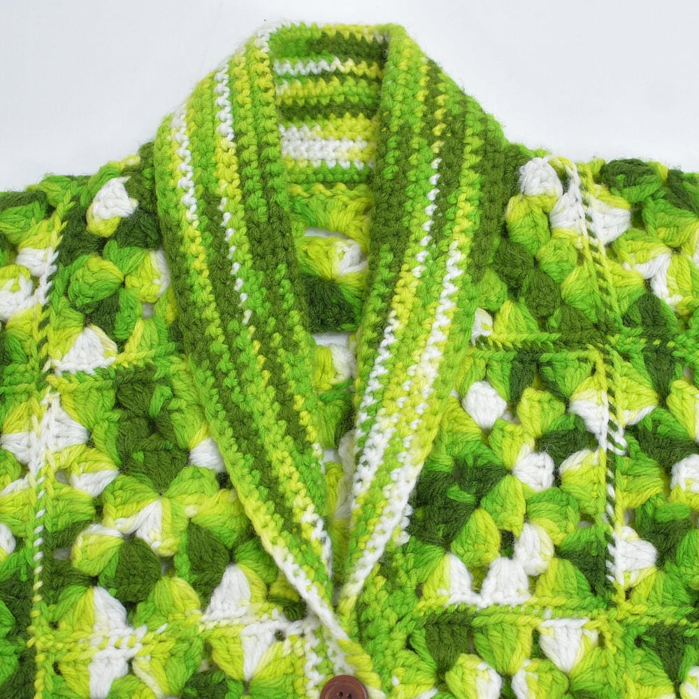 70s Hand Knitting グラニースクエア クロシェニット カーディガン