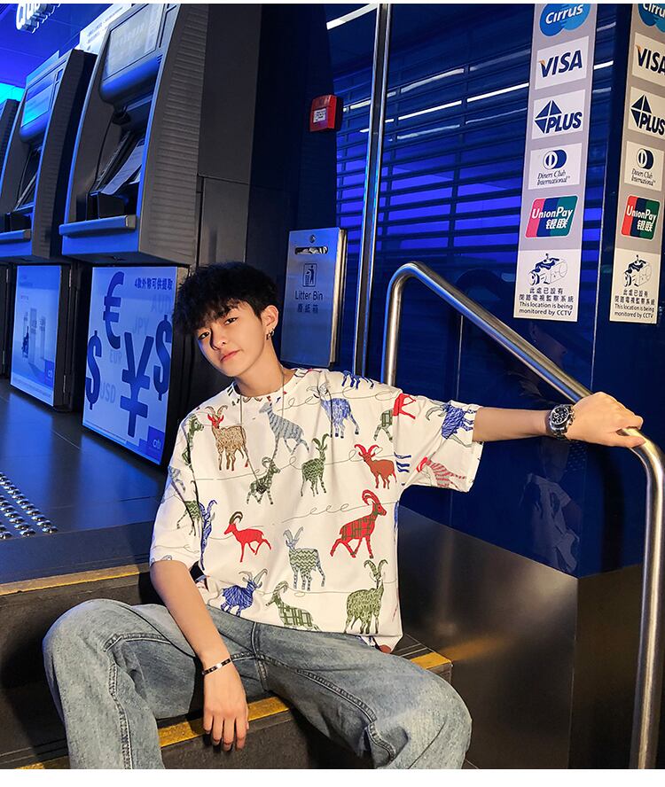 全2色 Tシャツ カットソー プリント カジュアル おしゃれ