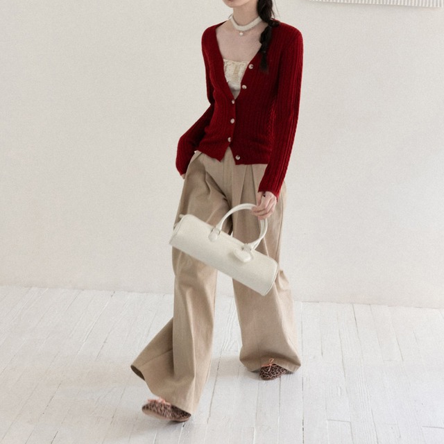 tuck wide-leg pants　J00439