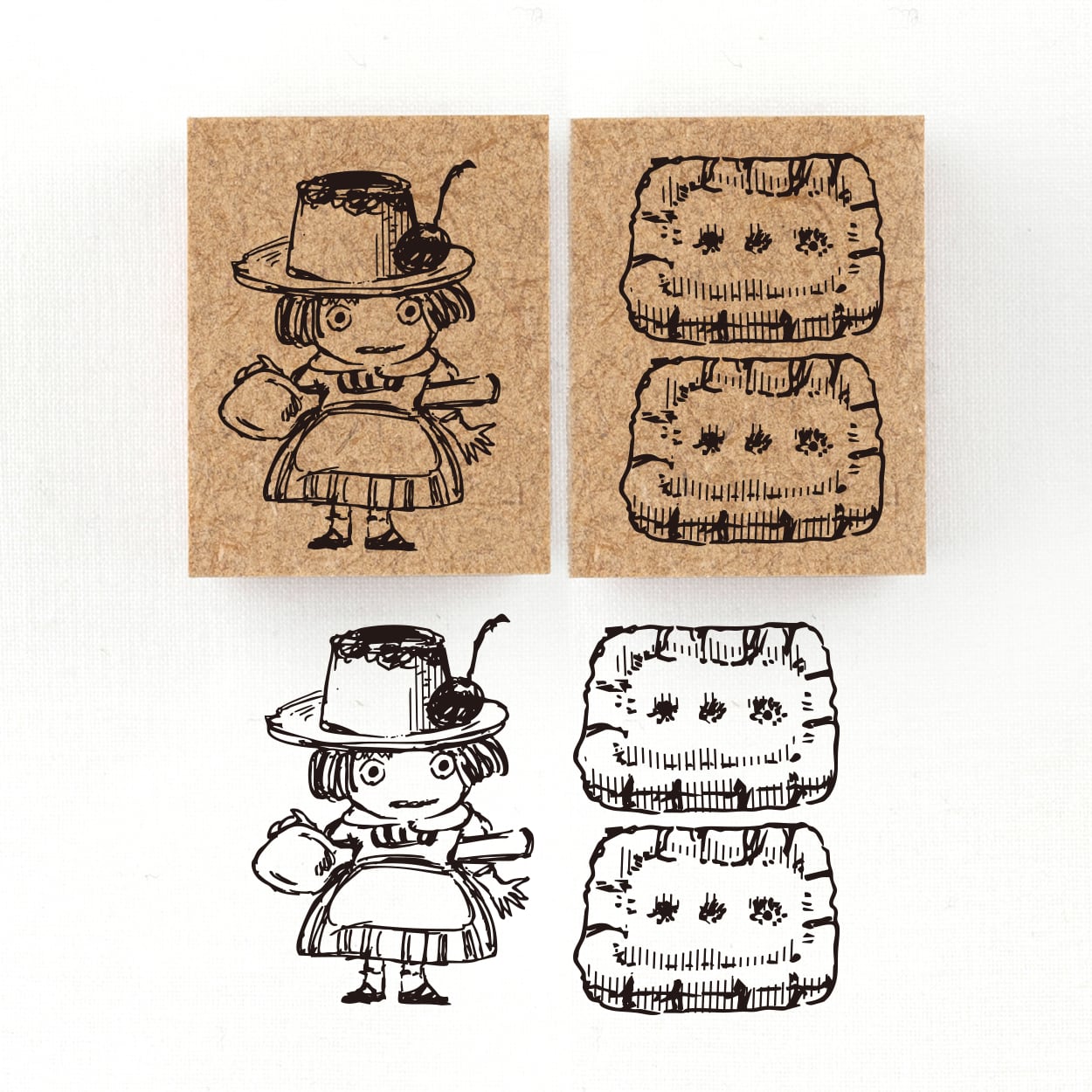 『プリンの精霊メル・プリン』 物に宿る精霊オブジャニマ達のスタンプ スイーツの精霊シリーズ　26×34mm