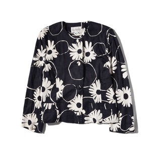 vintege cacharel   floral printed  cotton  collorless jacket