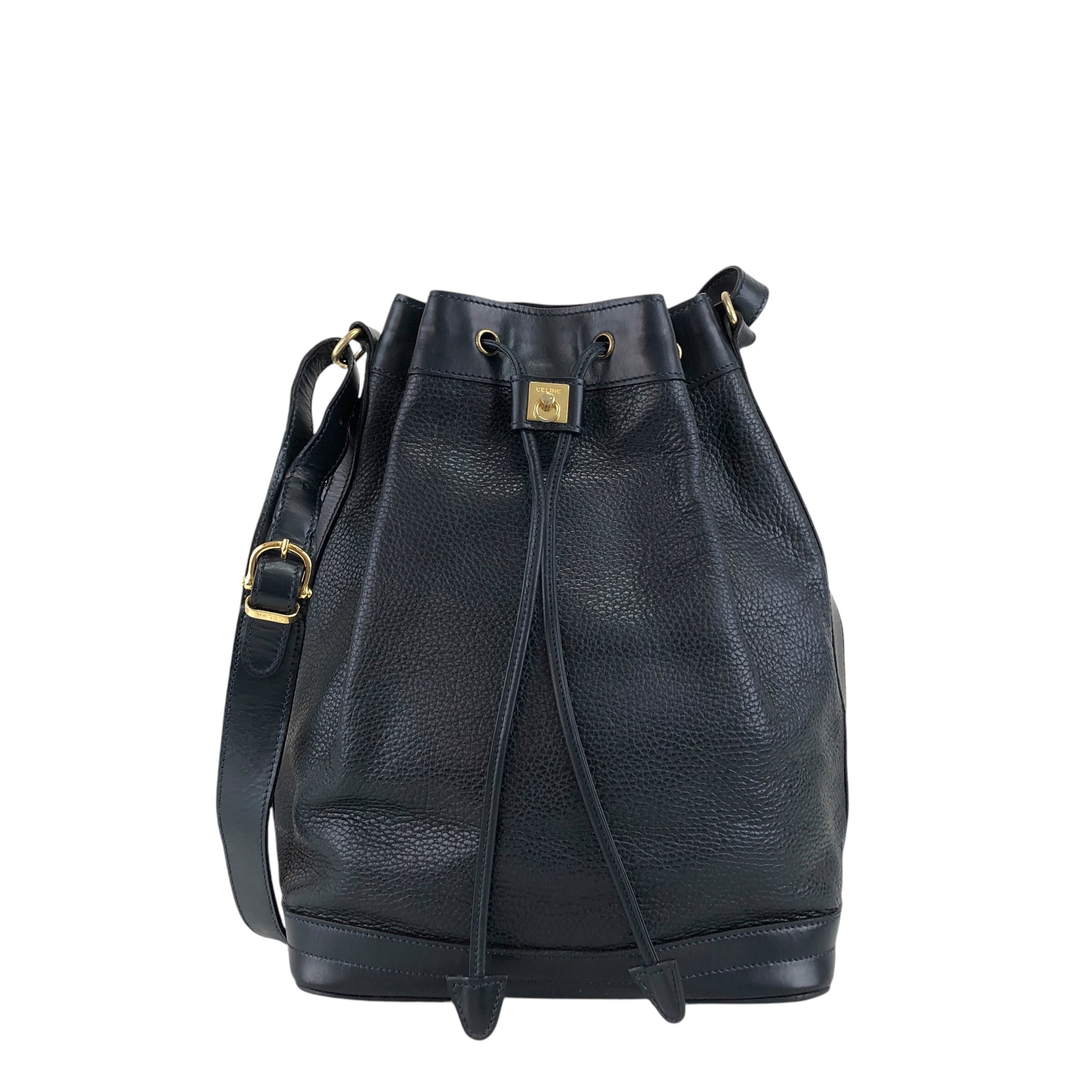 CELINE セリーヌ ショルダーバッグ ダークネイビー ガンチーニ レザー