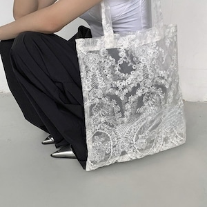 Floral lace sheer tote bag 2litr06232