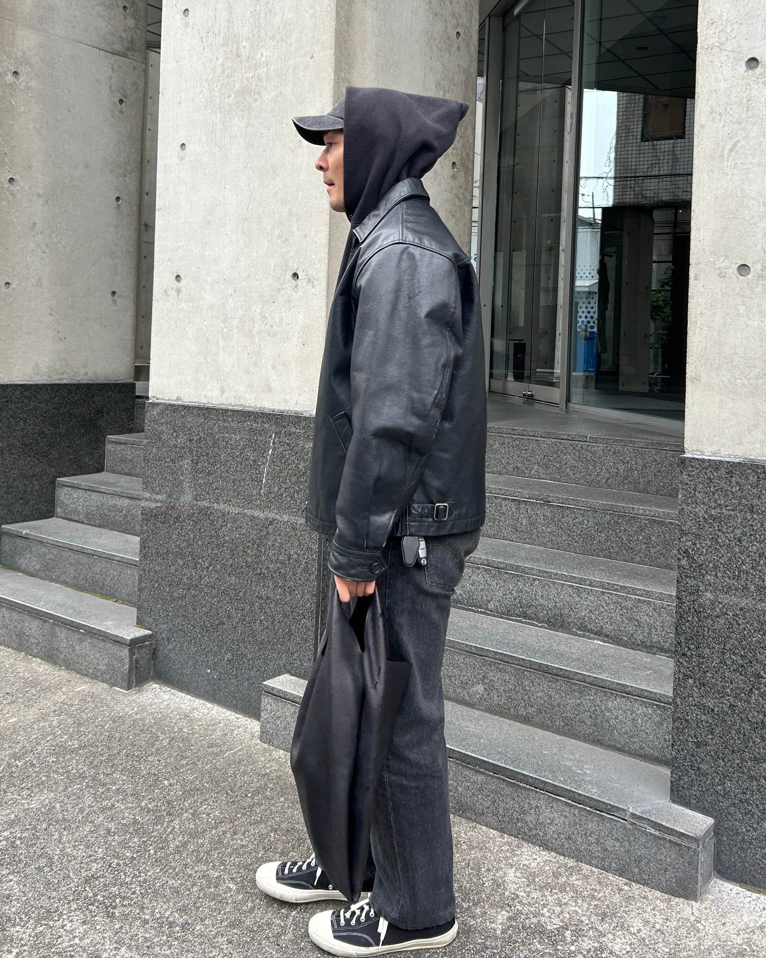 極美品 L アルミジップ 牛革 OLD GAP レザージャケット ブラック