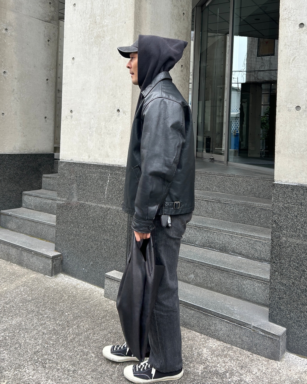 極美品 L アルミジップ 牛革 OLD GAP レザージャケット ブラック オールドギャップ