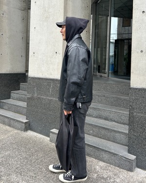 極美品 L アルミジップ 牛革 OLD GAP レザージャケット ブラック オールドギャップ