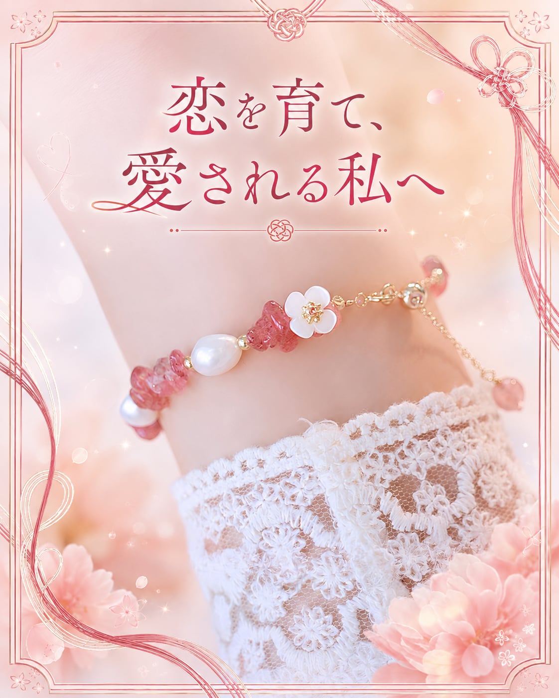 恋を育て、愛される私へ ― 恋守りブレスレット❤︎B128