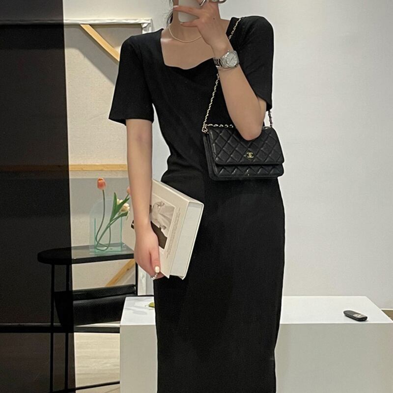 ストライプドレス サマースタイルウェストスカート 夏物 スクウェア ビッグFスモールZ韓国70726094050