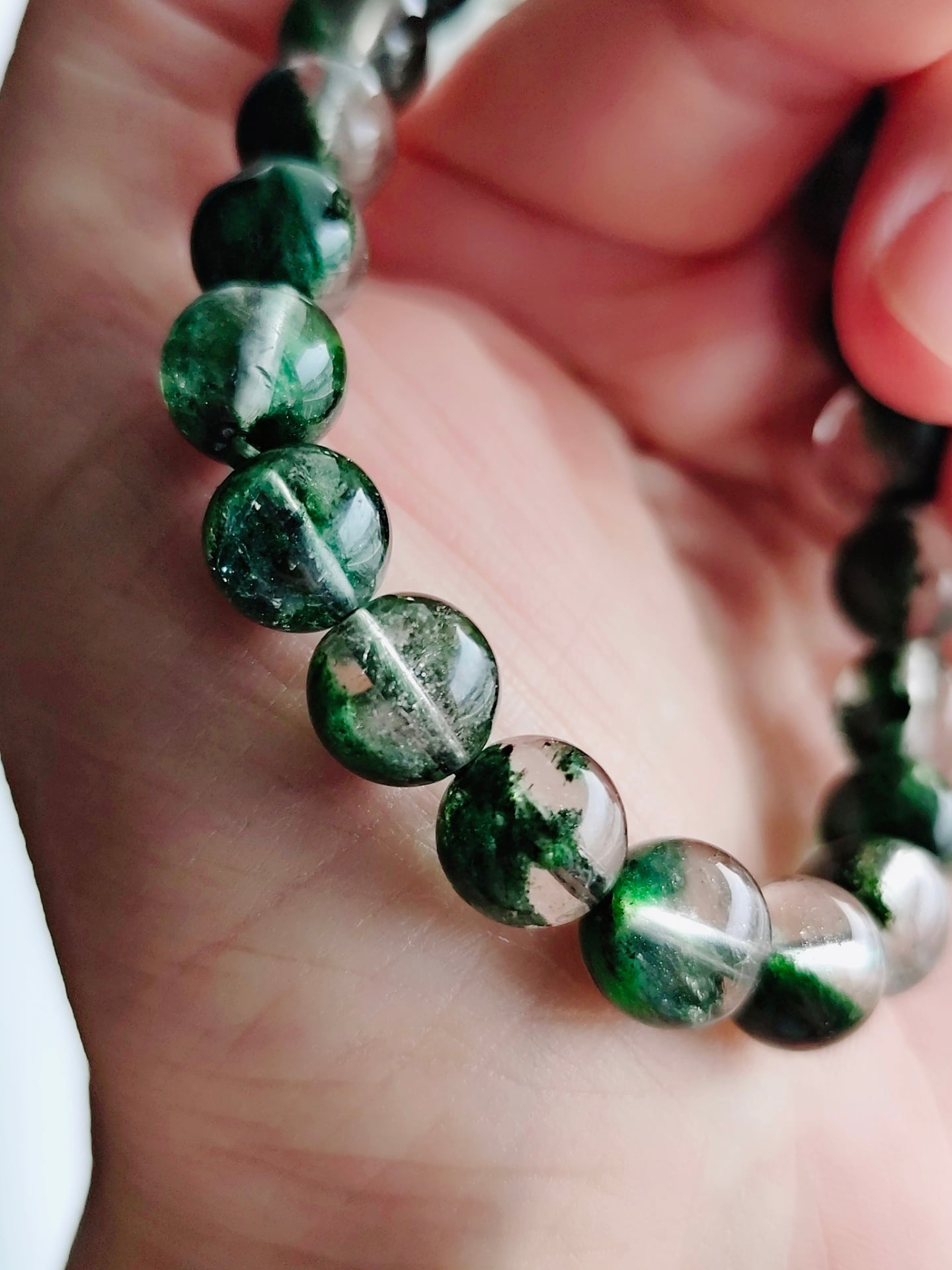 ◆虹◆グリーンガーデンクォーツ 庭園水晶 10ミリ K00680 ブレスレット ◇虹◇グリーンガーデンクォーツ 庭園水晶 10ミリ K00680◇透明感