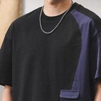 Bicolor Switch Design Short Sleeve Crew Neck T-Shirt ◇H0565