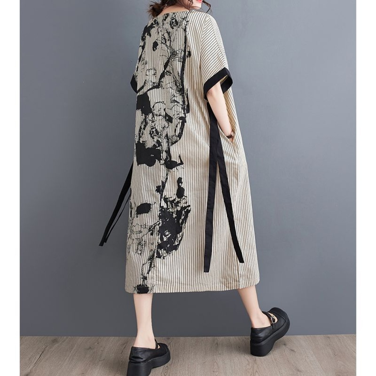 ストライプ プリント ドレス  30009