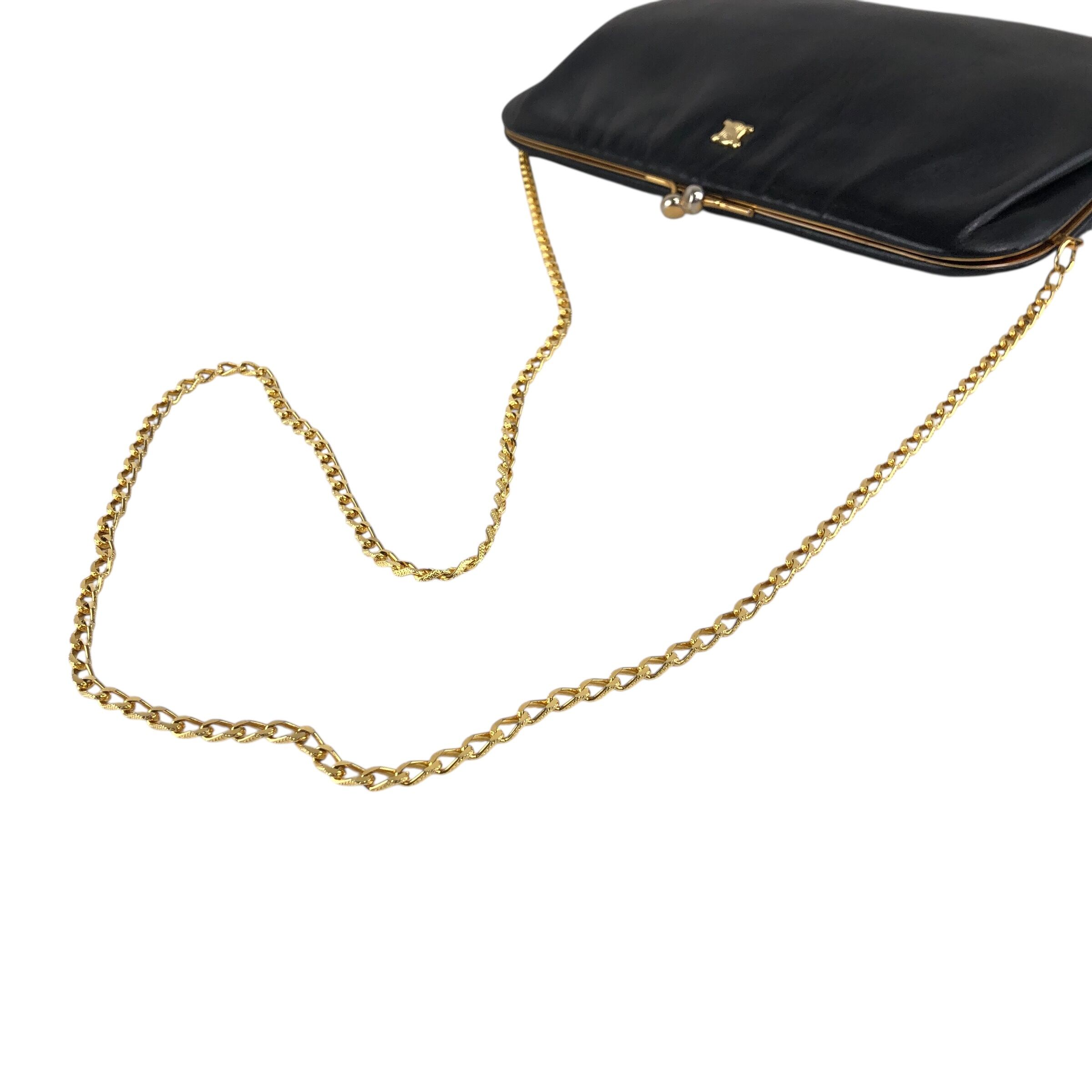 CELINE セリーヌ ショルダーバッグ ブラック ブラゾン レザー がま口