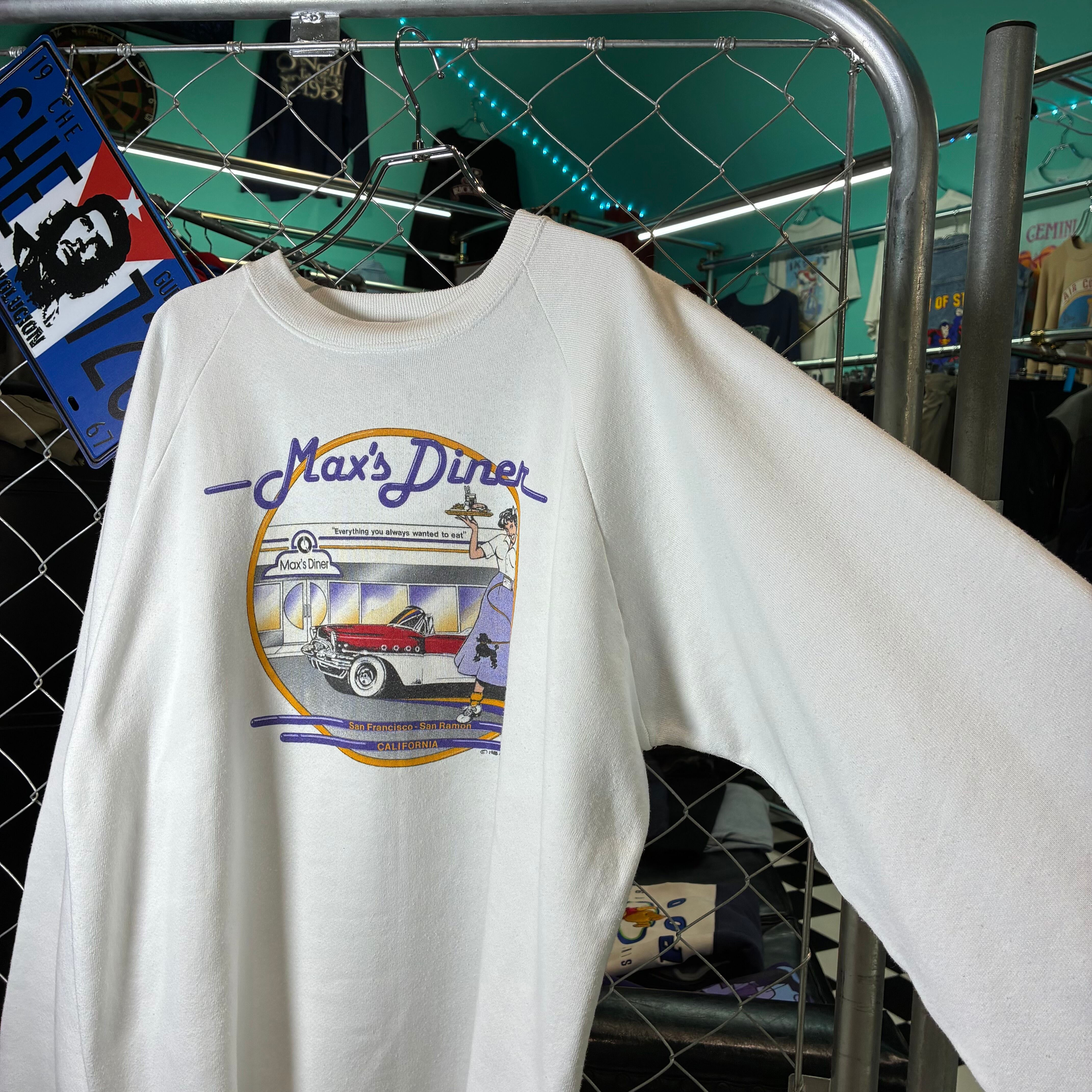 80s USA製　FRUIT ヴィンテージラグランスウェット白　バハマビーチ 80s FRUIT OF THE LOOM アメリカンダイナー ピンナップガール ラグラン
