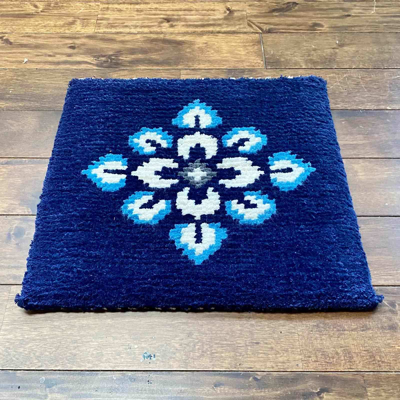 受注生産】花菱（藍、白、水、灰） | 赤穂ギャベ / 綿糸でつくる手織り