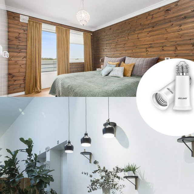 【在庫処分】DiCUNO E26→E26 口金延長アダプター E26 延長ソケット 約6.5CM延長する 難燃性材料PBT 2個セット