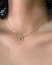 zirconia horse shoe necklace