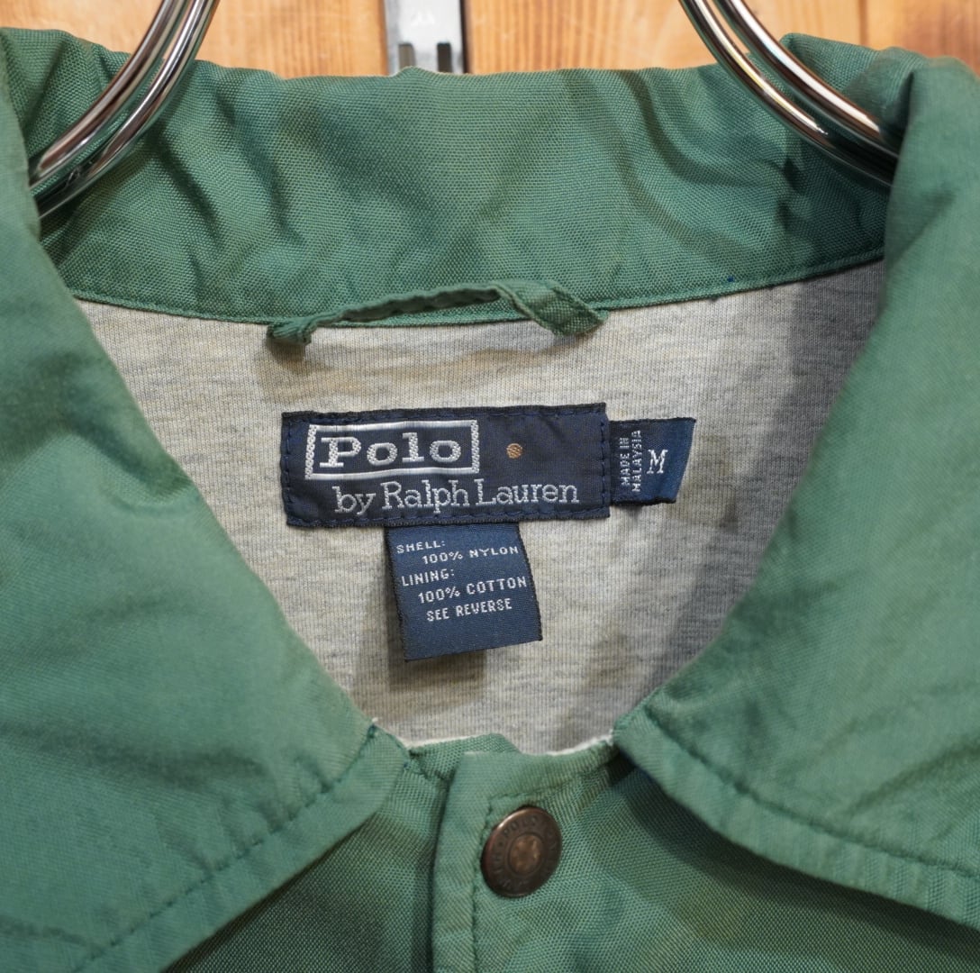 90s ralphlauren コーチジャケット グリーン M/ラルフローレン
