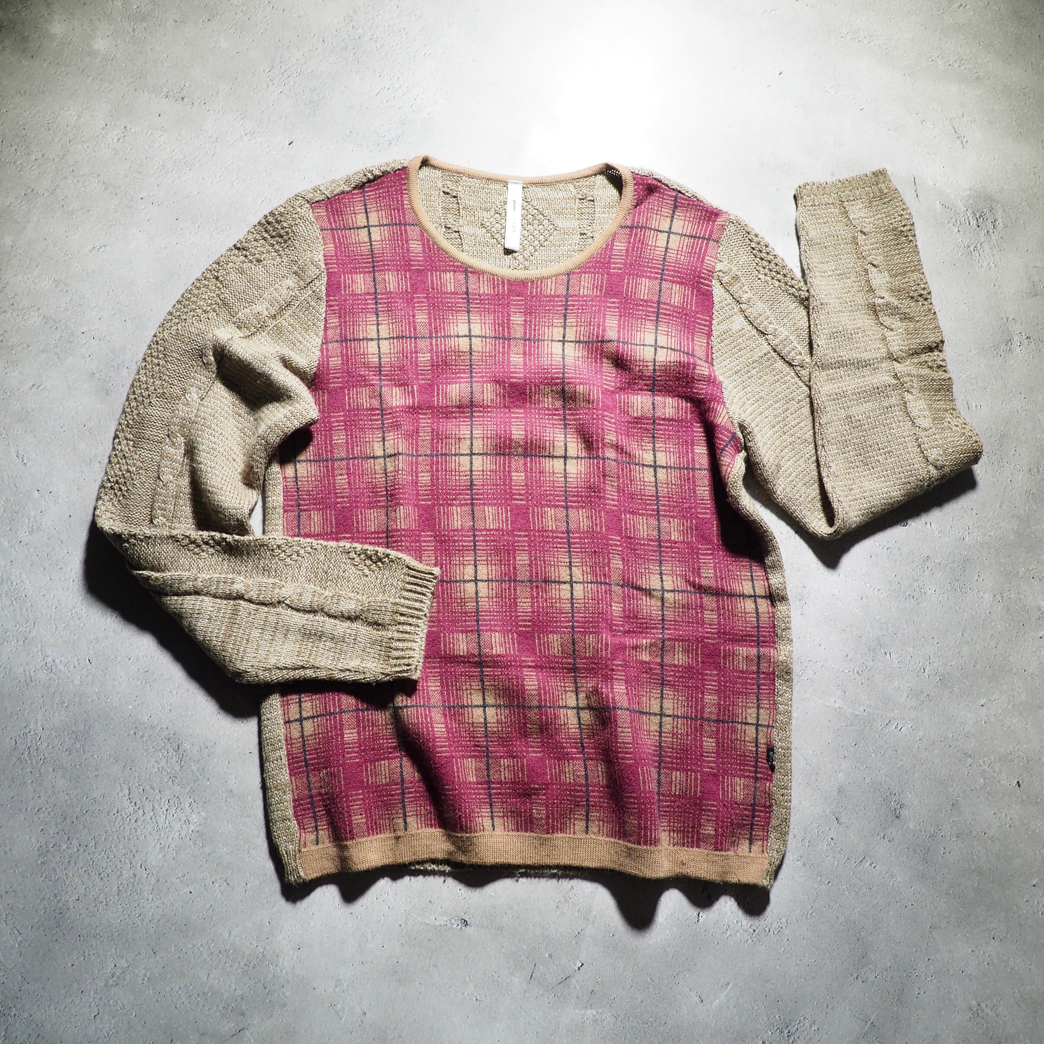 " glamb " Bewitching Ombre check switching Design knit