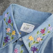 70's BIG MAC embroidery design chambray shirt